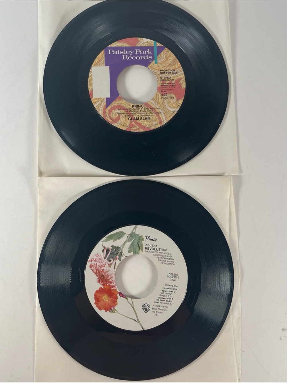 Prince “Glam Slam” And “When Doves Cry” 45 RPM Records
